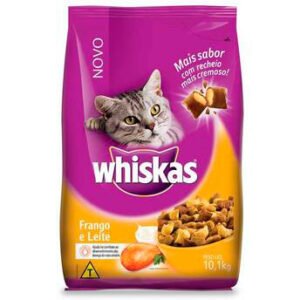 Ração Whiskas Frango e Leite Para Gatos Adultos 10,1Kg